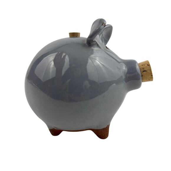 VTG Pig Morgan Ceramic Pottery Shaker Gray Glaze Kitsch - Picture 1 of 16